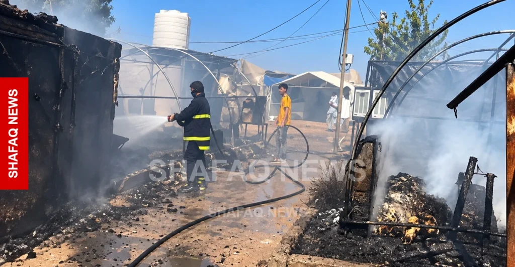 shafaq-news.fire-burns-three-tents-at-duhok-displacement-camp